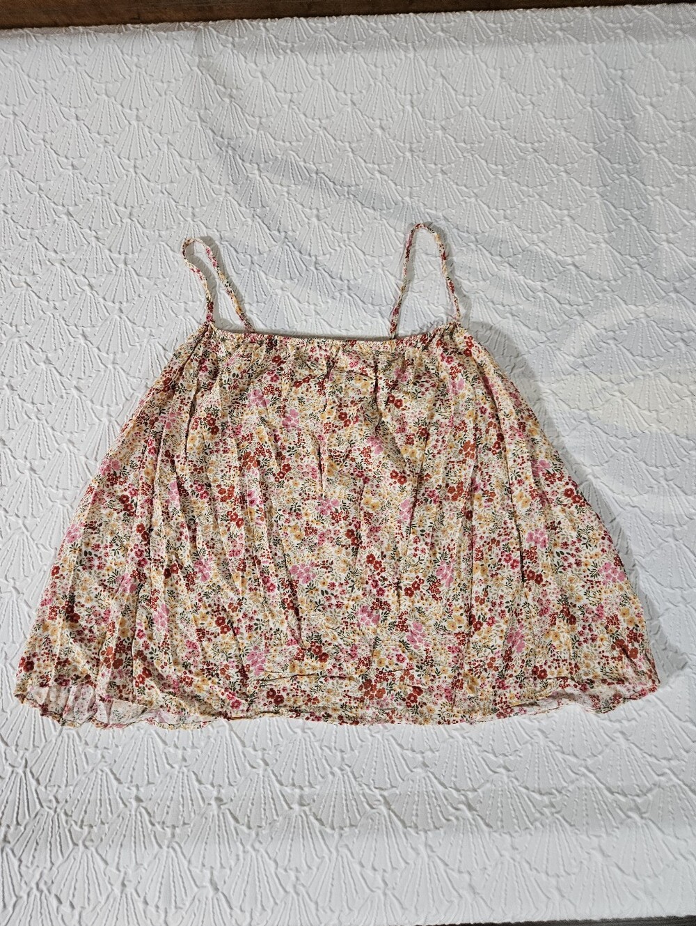 Americanable Floral Spaghetti Strap Summer Top - Pink, Red, Cream Size L